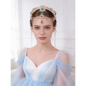 Princess Celestial Goddess Deity Elven Medieval Renaissance Blue Crown Tiara